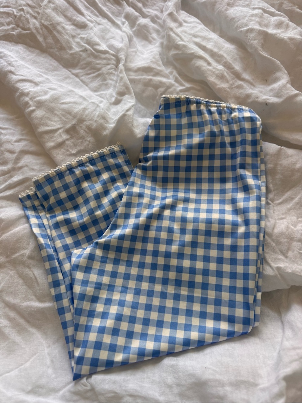 New no labels Blue Gingham Elastic Waist Pants